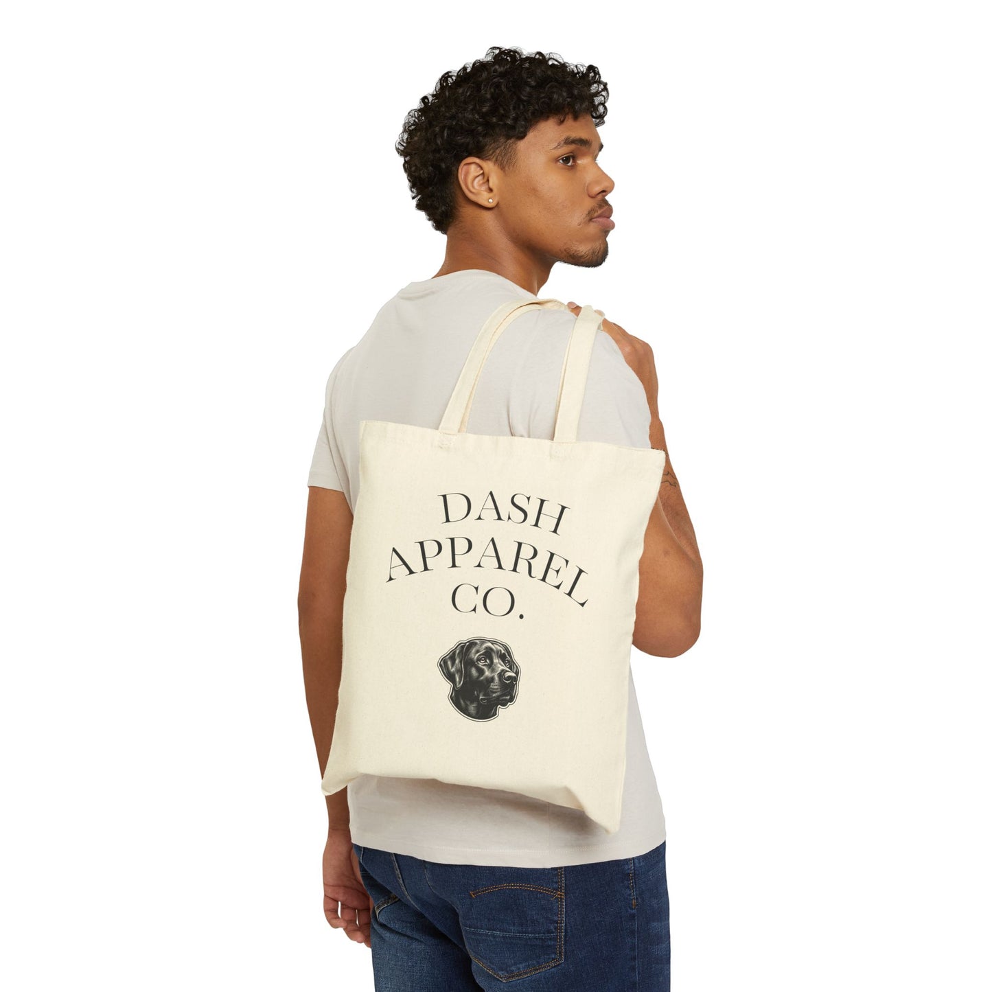 Tote — Dash Apparel Co. Canvas Tote with Vintage Black Lab Illustration