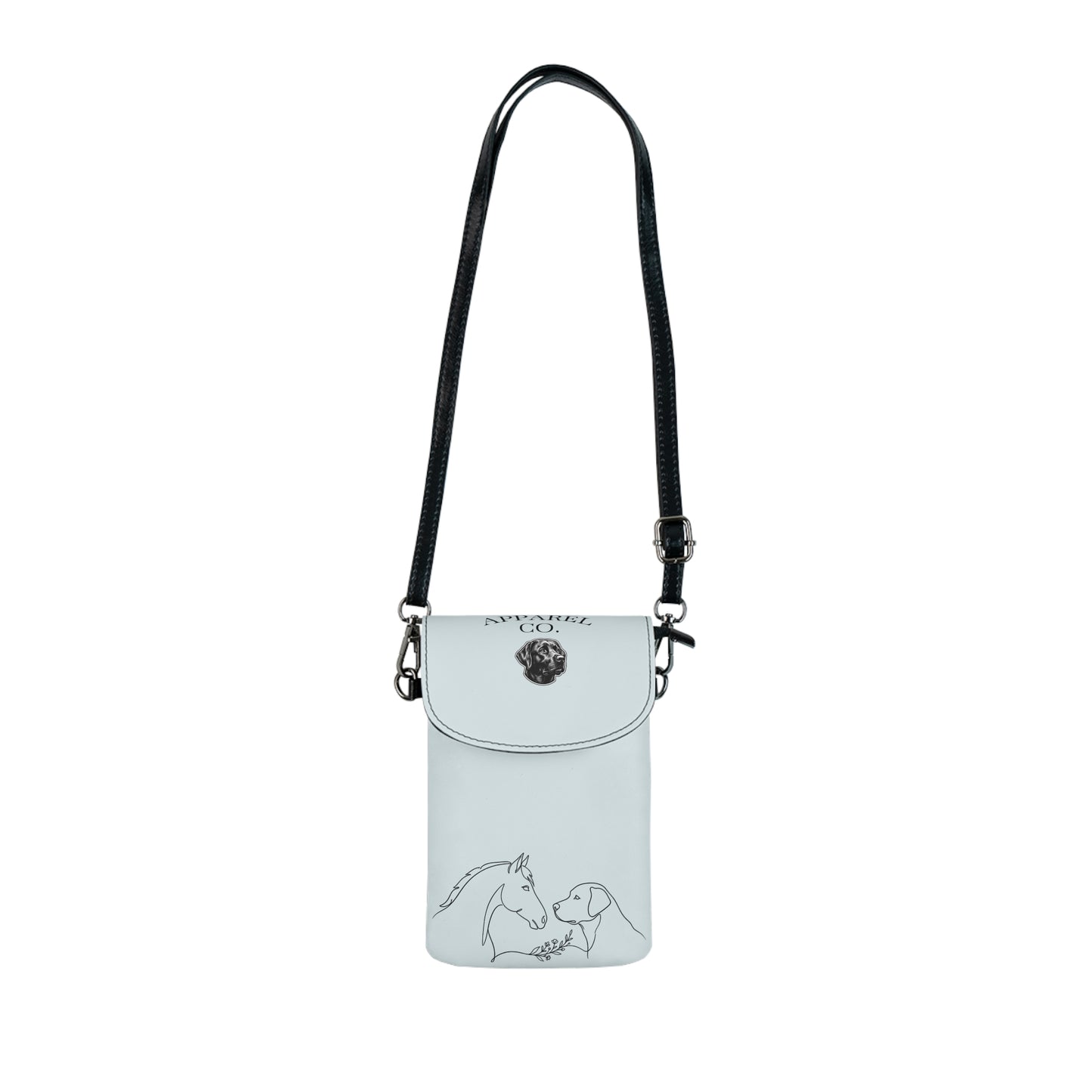 Horse & Dog Sketch Small Cell Phone Wallet — Crossbody Phone Pouch with Strap
